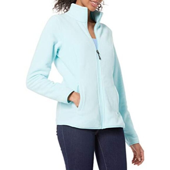Amazon Essentials Womens Med Classic Fit Full-Zip Polar Soft Fleece Jacket Aqua - Picture 1 of 7